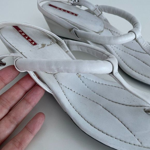 Prada Leather Thong Wedge Sandal - Picture 6 of 11